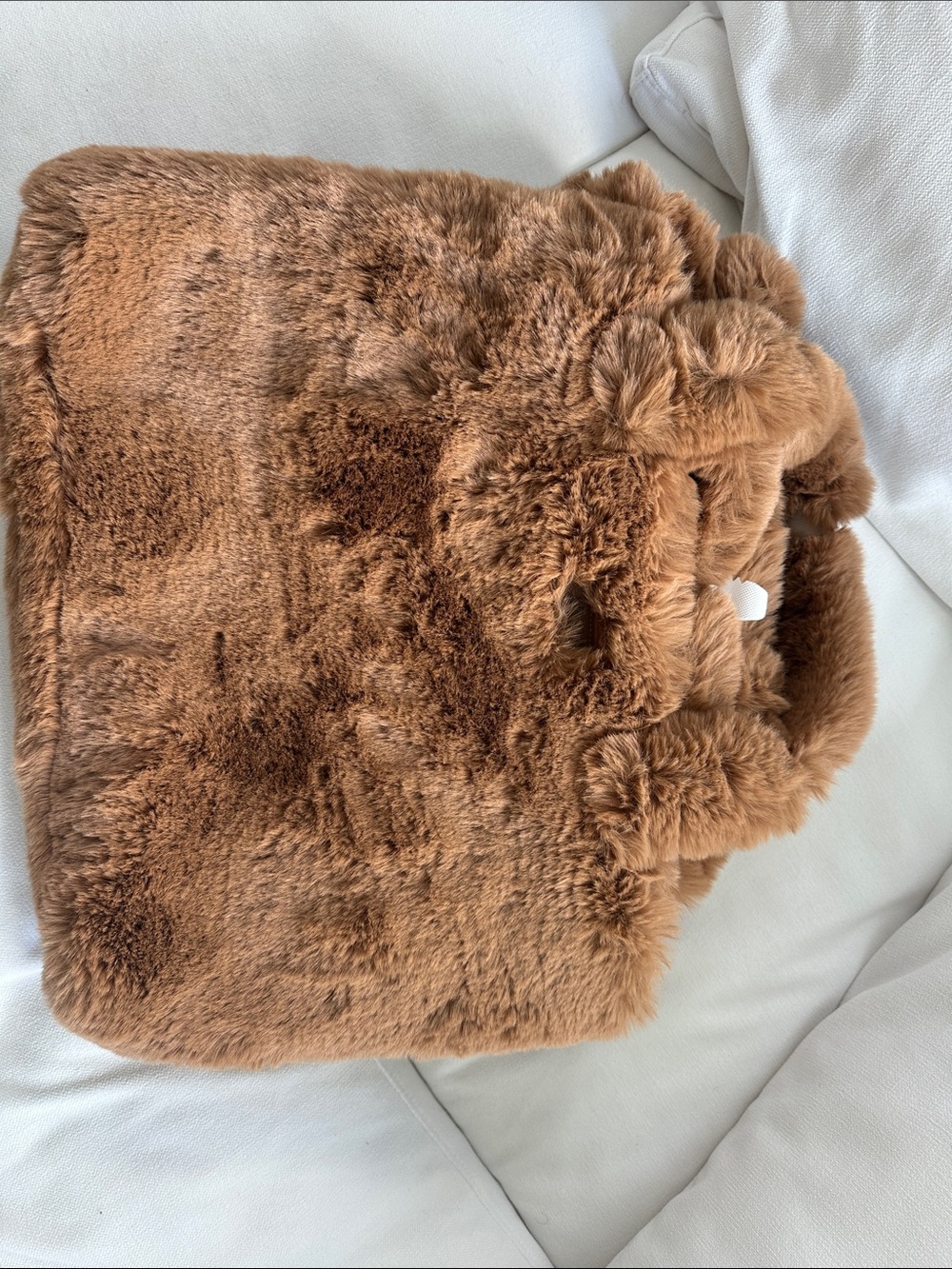 SKIMS Plush Faux Fur Tote in Brown
